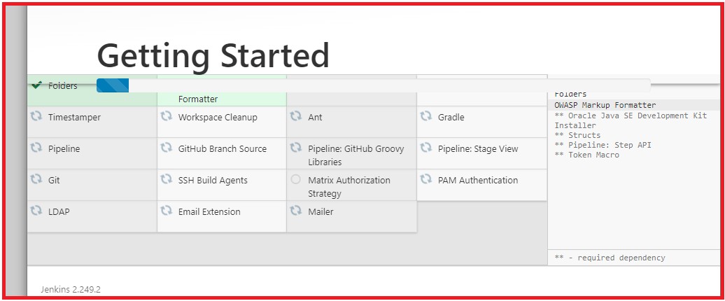 Picture showing the list of plug-ins installed